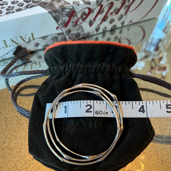 JOHN HARDY Sterling Silver Black Chalcedony Bamboo-Textured Bangle Bracelets - Picture 8 of 9